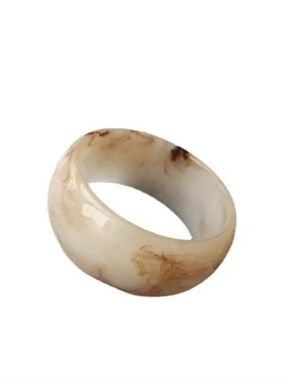 Cream Marbled Resin Wide Bracelt(Small Wrist)
